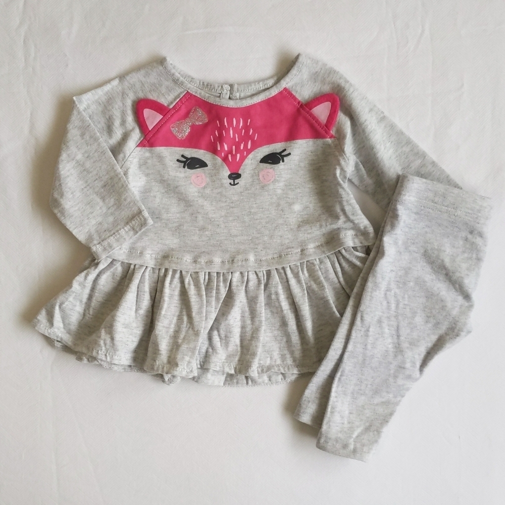 george fox peplum tunic top & leggings matching outfit set 3-6 months baby girl